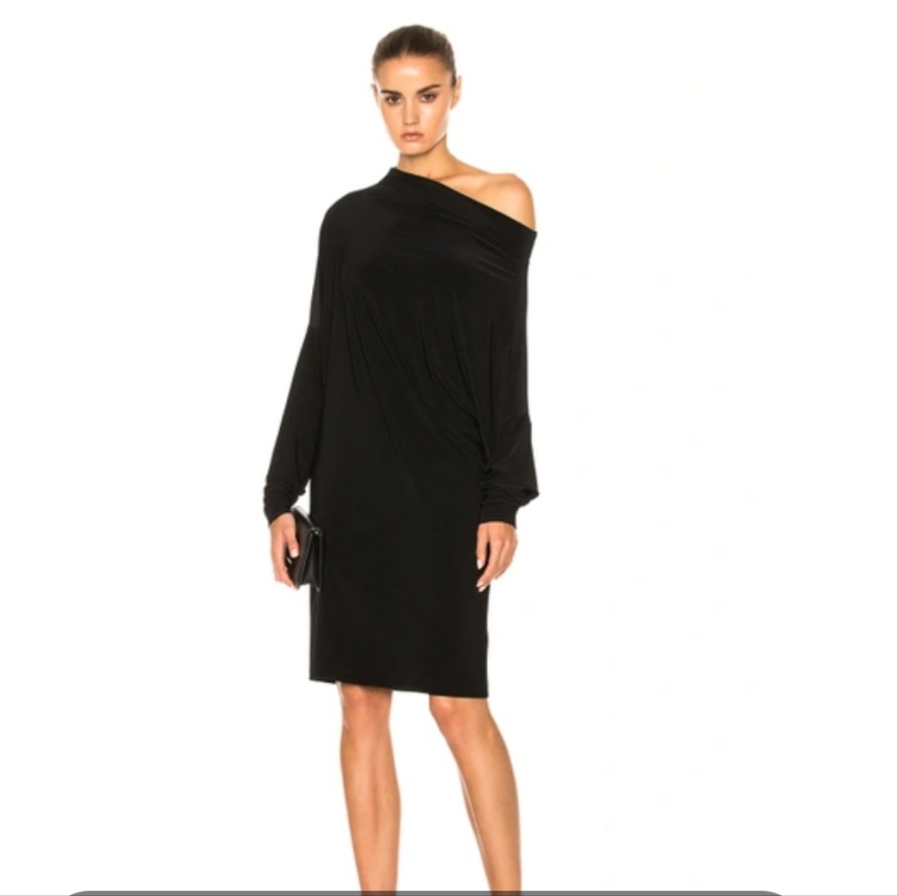NORMA KAMALI Long-sleeve‎ Asymmetric-neck Sheath Dress